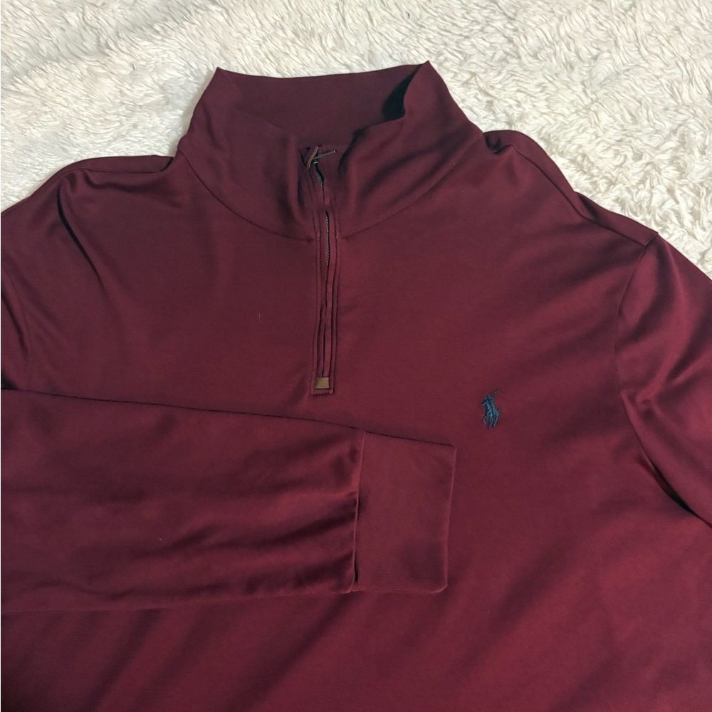 POLO RALPH LAUREN Performance
Pullover Men's XL Burgundy 1/4 Zip
Mock Neck Pony